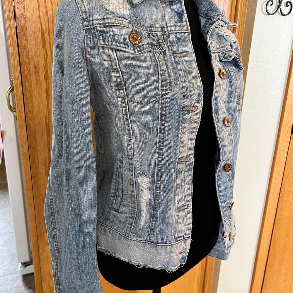 RWH Distressed denim women’s jacket size S, cotton